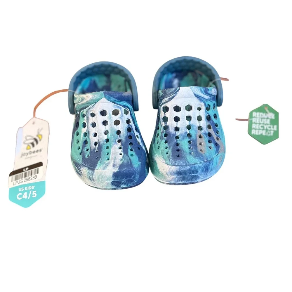 Joybees‎ Kids Everyday Clogs Blue Teal Marble Swirl Size C4/5 NEW